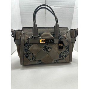 COACH SWAGGER PATCHWORK CARRYALL MULTI-COLOR SATCHEL BAG